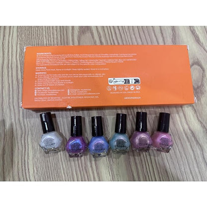 modelones Chrome Nail Polish Set, 2025 Spring Summer 6 Colors Shimmer Pearl White Pink Mermaid Purple Quick Dry Nail Polish Kit Fingernail Polish Manicure DIY Salon Home Easter Gifts for Women Girl
