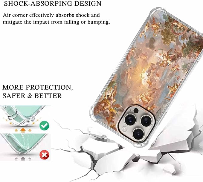 Case for iPhone 16 Pro with Renaissance Art Design,Cute Angel God Greek Mythology Painting,Clear Soft TPU Bumper Case,6.3"(Mythology,16pr)