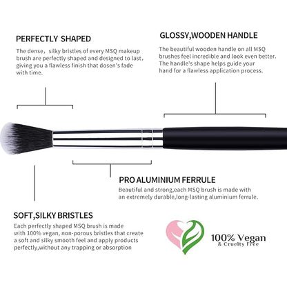 MSQ Eye Makeup Brushes 12pcs Eyeshadow Makeup Brushes Set with Soft Synthetic Hairs & Real Longer Wood Handle for Eyeshadow, Eyelash,Eyebrow, Eyeliner, Blending, Conclear(Black)