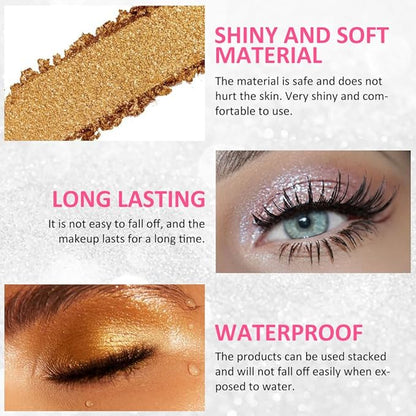 4 Colors Highlight Silver Gold Eyeshadow Palette, SHANY Cosmetics Shimmer Eyeshadow Palette, Cruelty-Free and Vegan Formula, Glitter Shimmer Eyeshadow for Professional Makeup