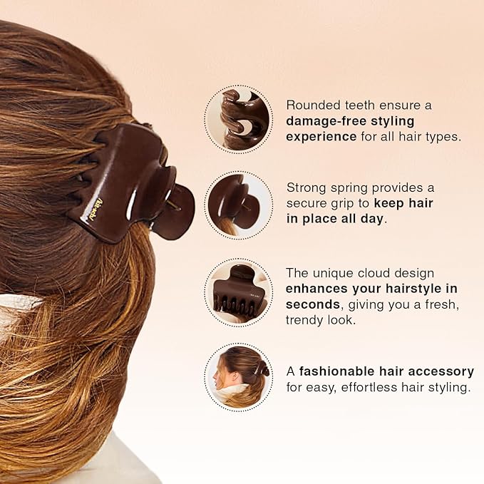 Kitsch Plastic Puffy Claw Clip for Women - 3.15 Inches Claw Clips for Full or Half Ponytail, Secure Hold for Thick Hair, Ideal for Everyday Use, Stylish Hair Accessories - Chocolate, 1pc