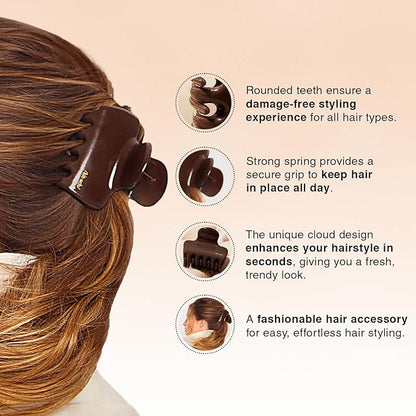 Kitsch Plastic Puffy Claw Clip for Women - 3.15 Inches Claw Clips for Full or Half Ponytail, Secure Hold for Thick Hair, Ideal for Everyday Use, Stylish Hair Accessories - Chocolate, 1pc