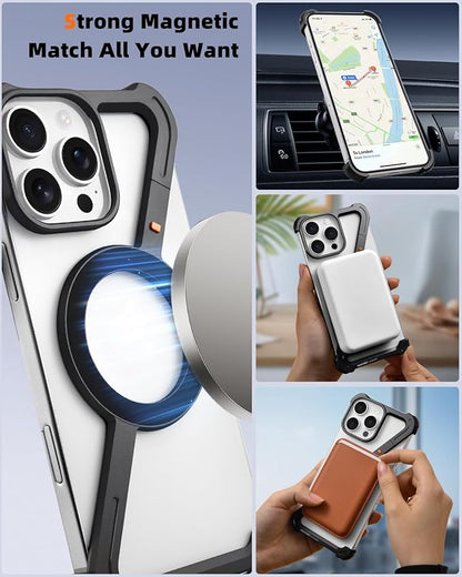 OATSBASF Minimalist Phone Case Compatible with iPhone 16 Pro 6.3", [Compatible with Magsafe] Aluminum Metal Frameless Design Bumper Z Case, Protective Shock Grade Shell, Black