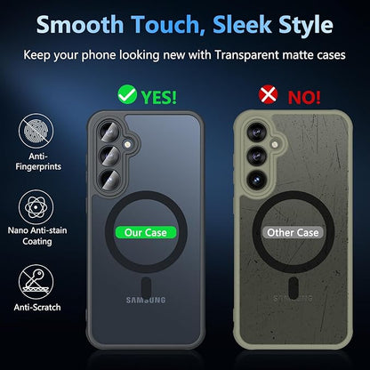 For Samsung Galaxy S23 FE Case 6.4'', Magnetic Galaxy S23 FE Case Compatible with Magsafe with Screen Protector [Military-Grade Protection] Shockproof Phone Case Samsung S23 FE Protective Cover, Black