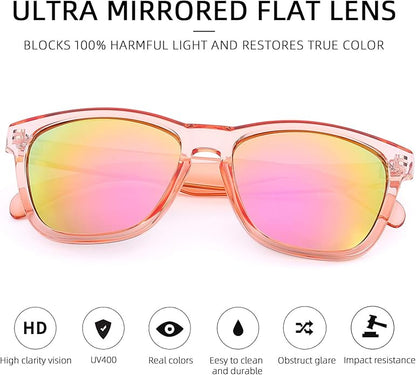 COLOSSEIN Sunglasses Womens,Classic Square Frame UV400 Mirrored Lens,Sunglasses Fit For Beach,Vacation,Driving