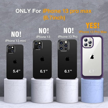 Miracase Glass Case for iPhone 13 Pro Max 6.7 inch, Upgrade Full-Body Clear Bumper Case with Built-in 9H Tempered Glass Screen Protector for iPhone 13 Pro Max, Purple