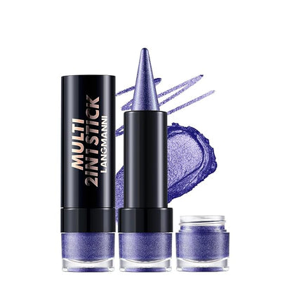 2-in-1 Gradient Eyeliner & Eyeshadow Stick Combo, Shimmer & Matte Cream Eyeshadow Pencil, Waterproof & Smudge-Proof, Long-Lasting Eye Makeup, Metallic & Neutral Shades (#07 Midnight Sapphire)