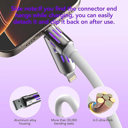 4-in-1 Universal Multi USB Charging Cable – 240W Max Fast Charger Cord with Multiple Connectors for iPhone 16/15/14/13, iPad, Samsung, MacBook, Tablets & More (White, 6.6Ft)