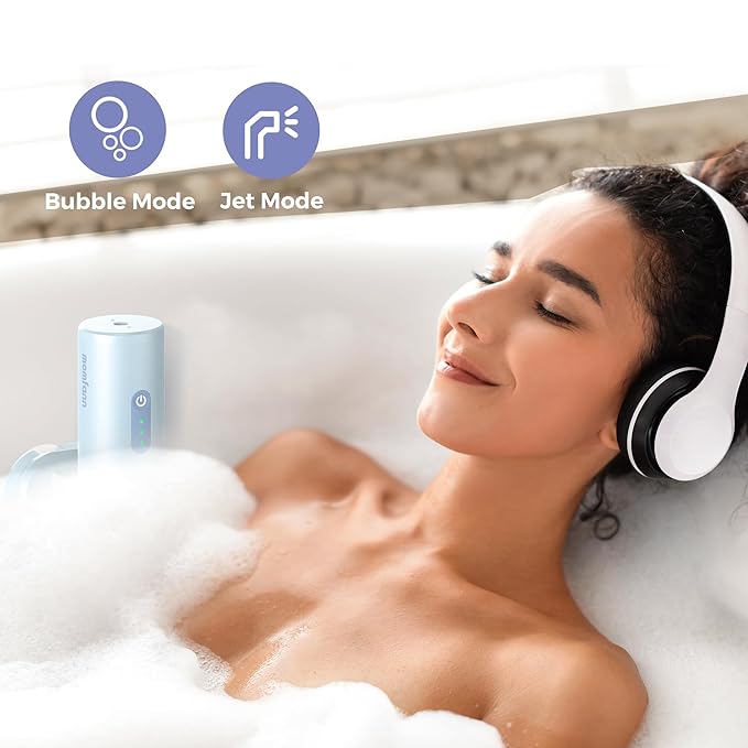 Bath Jet Spa, Bubble Maker/Bath Jet Mode, Cordless Portable Bathtub Accessories with 3-Level Adjustable Speed, Bathtub Jets for Home Spa, Relaxing (Blue)