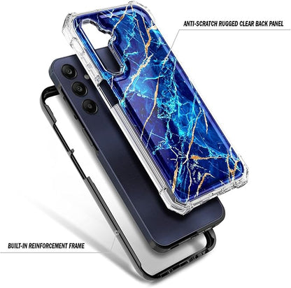Designed for Samsung Galaxy A36-5G Phone Case, Magnetic Compatible with MagSafe, [Raised Corners Drop Protection] Shockproof Protective Bumper Cover (Marble Sapphire)