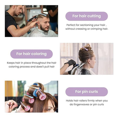 AIMIKE Hair Clips for Styling Sectioning, Anti-Slip No-Crease Duck Billed Hair Clips with Silicone Band, Colorful Hair Roller Clips, Salon and Self Hair Cutting Clips for Hairdresser, Women