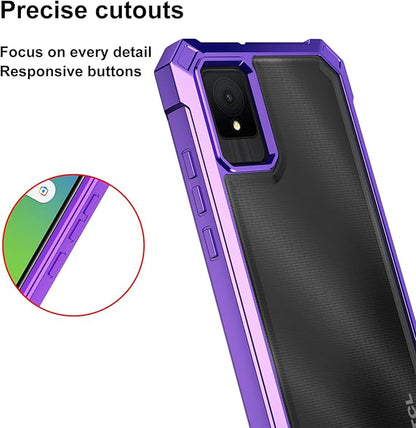 Ailiber for TCL K11 T432W Phone Case, with Screen Protector, Dual Layer Shockproof Bumper, Clear Transparent [Anti Yellowing], Slim Scratch-Resistant Cover for TCL K11-Purple