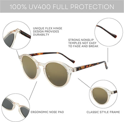 ZENOTTIC Polarized Round Sunglasses, Stylish Sunglasses for Men and Women Retro Classic, Multi-Style Selection