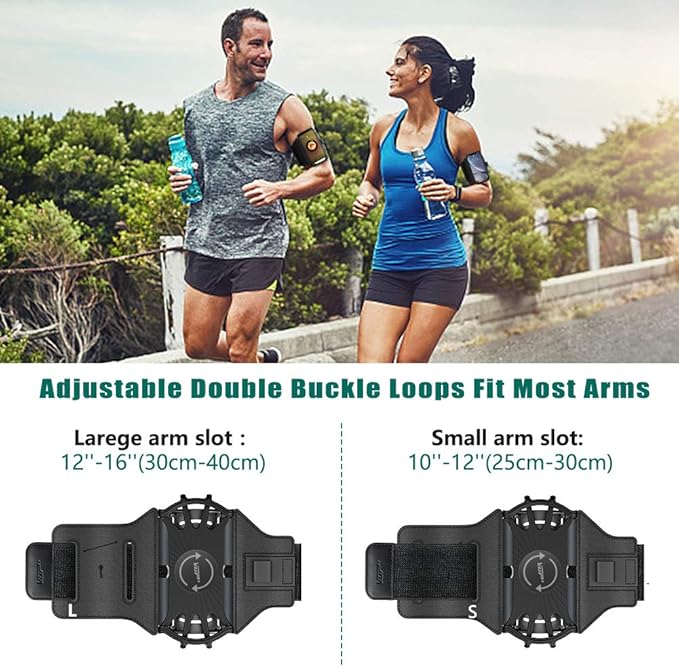 VUP Detachable Running Phone Holder 360°Rotatable Armband for iPod MP3 Player iPhone, Fits All 4-6.7 Inch Smartphone Device, with Key Holder for Running Hiking Biking (Black-Detachable)