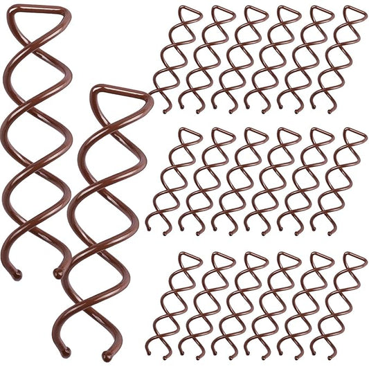 20PCS Spiral Hair Pins, Spin Pins Spiral Bobby Pins for Girls, Women and Kids, Non-Scratch Round Clip & Bun Twist, Stylish Bun Bobby Pins, Premium Spin Pins for Hair, Brown