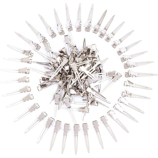 100 Packs silvery Alligator Curl Clips, bandenger 1.8 Inch Single Prong Clips Hair Accessories,for Girls and Women,Hair Styling,Hair Coloring, Random Color (silvery)