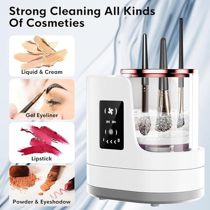 3 IN 1 Electric Makeup Brush Cleaner,Automatic Makeup Brush Cleaner with Makeup Brush Dryer,Portable USB Deep Cleaning for All Size Beauty Makeup Brush Set,Blush Brush,Sponges