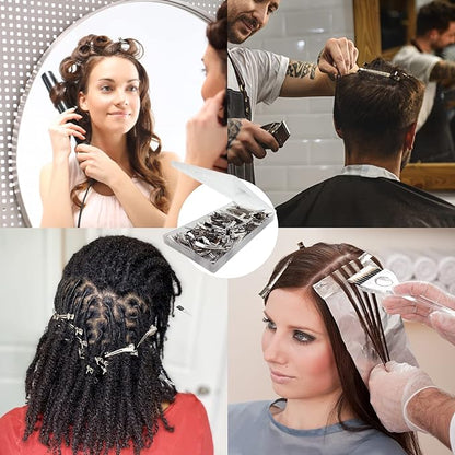 Styling Hair Clips, Silver Metal Duck Billed Hair Clips for Women Styling Sectioning, Duckbill Long Hair Clips, Pin Curl Clips for Hair, Alligator Roller Clip with Case