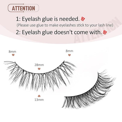 Onlyall Natural Lashes Wispy Lashes Natural Look False Eyelashes Natural Flared Eyelashes False Eye Lashes Soft Fluffy Lashes 7 Pairs T28