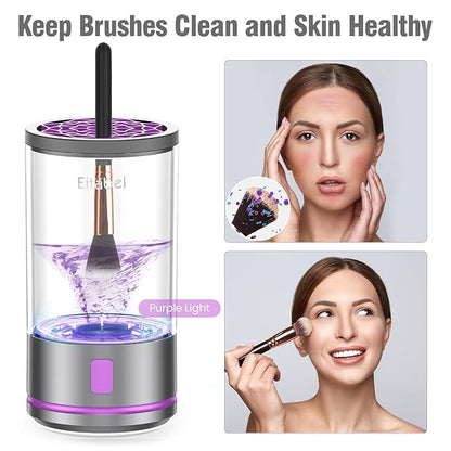 Electric Makeup Brush Cleaner Machine - Automatic Cosmetic Brush Washer, Portable Makeup Brushes Cleanser for All Brush Types, Fast Deep Cleaning