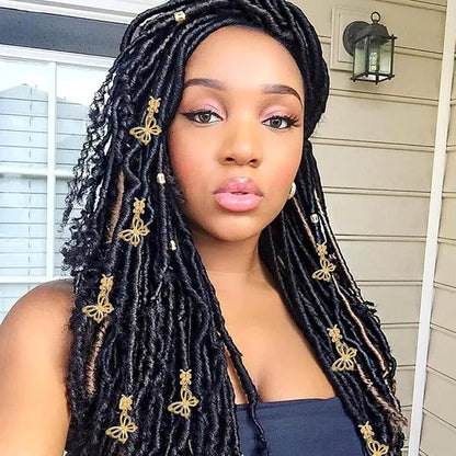 20 Pcs Butterfly Hair Braids Dreadlock Clips, Hollow Metals Cuffs Clip Hair Accessories Styling Fashion Toos for Women Men (Gold)