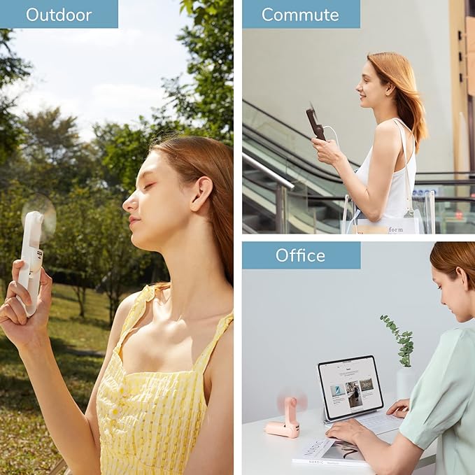 JISULIFE Handheld Mini Fan, 3 IN 1 USB Rechargeable Portable Fan [12-19 Working Hours] with Power Bank, Flashlight, Pocket Design for Travel/Summer/Concerts/Lash, Gifts for Women (White)