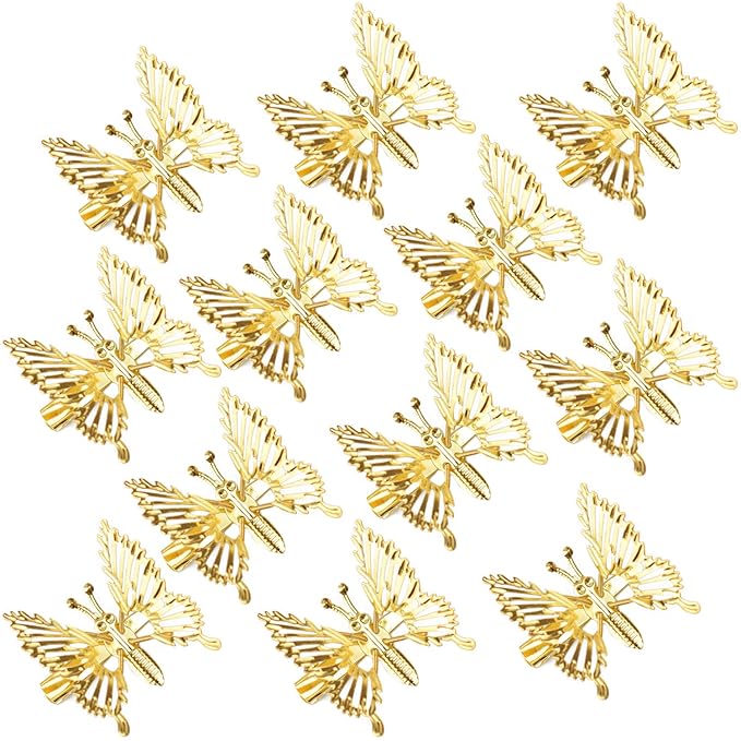 12 Pcs Butterfly Hair Clips, Moving Wings Butterfly Metal Hair Barrettes, Hair Styling Accessories,Cute Hairs Pins Clip for Women and Girls, Gold, 1.0 Count, 1