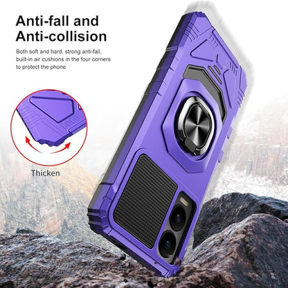 for Cricket Icon 6 / ATT Verge Case with 1 Pack Screen Protector,Dual Layer Hybrid Heavy Duty Defender Protection,Sleek Rugged Reinforced Cushion Corner Kickstand Shockproof Bumper Cover Purple