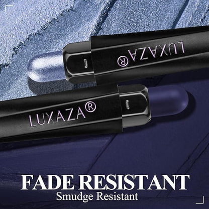 Neutral Eyeshadow Stick Makeup Set, Blue Metallic Shimmer Matte Cream Eye Shadow Eyeliner Brightener Pencil Crayon - JEANS BLUE