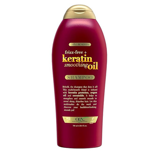 OGX Frizz-Free + Keratin Smoothing Oil Shampoo, 25.4 fl oz