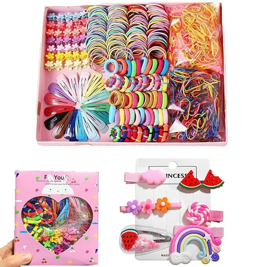 786 pcs Girls Hair Clip Tie Set Toddler Kids Accessories for Clips Colorful Ponytail Holders Rubber Bands