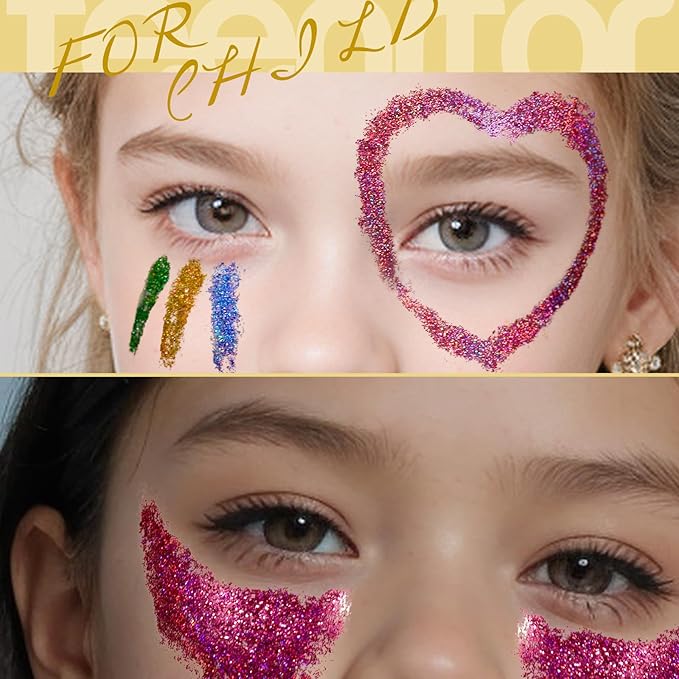 Teenitor Festival Glitter - 12 Color Face & Body Glitter Gel for Makeup & Hair