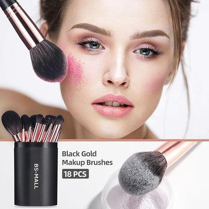 BS-MALL Makeup Brush Set 18 Pcs Premium Synthetic Foundation Powder Concealers Eye shadows Blush Makeup Brushes with black case