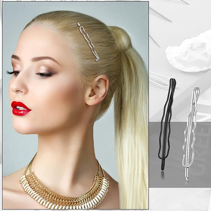 10 Pieces Geometric Metal Hair Clips and Barrettes for Women - Hair Styling Pins, Minimalist Decorative Wedding Accessories, Dainty Headwear (Silver, Black)