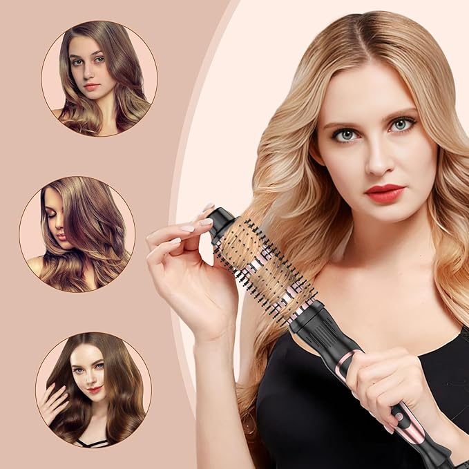 1.25 Inch Thermal Brush for Blowout Look, Heated Round Brush with Dual Voltage & Adjustable Temperature, Smooth & Voluminous Curls, Travel-Friendly Hair Styling Tool