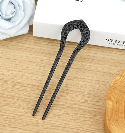 2pcs U Shape Hair Prong Forks Styling Pins Black Wicca Witch Hair Stick Slide Renaissance Festival Hair Acceossories for Women 11