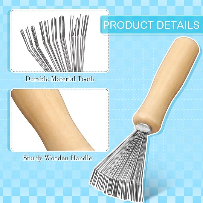 Boao 2 Pieces Hair Brush Cleaning Tool Comb Cleaner Brush Mini Comb Cleaning Hair Remover Tool for Removing Dust Home and Salon Use(Green, Wood Color)