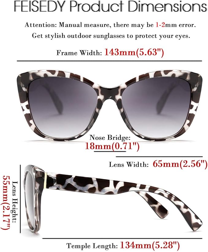 FEISEDY Polarized Vintage Sunglasses American Womens Square Jackie O Cat Eye Sunglasses B2451
