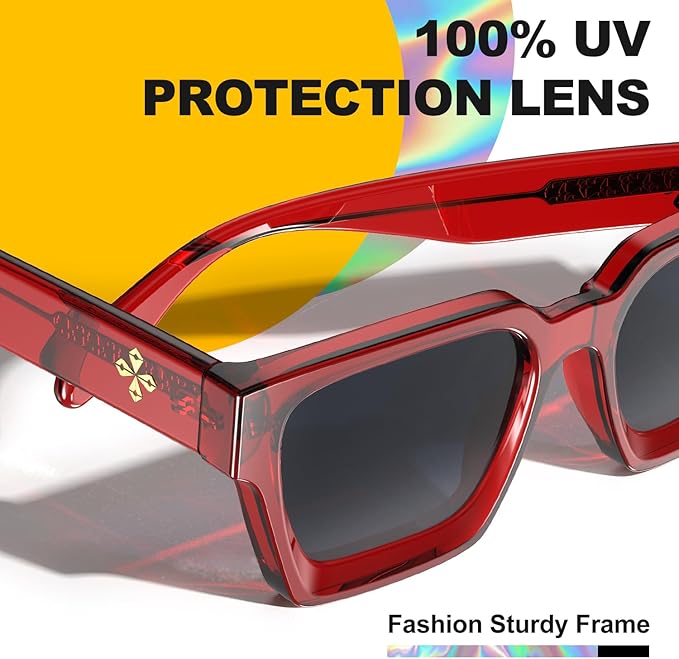 VISOONE Fashion 100% UV400 Protection Rectangle TR90 Y2K Sunglasses Accessories for Women Men RIVER