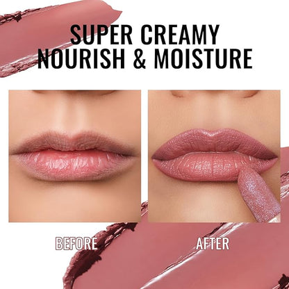 Oulac Moisturizing Pink Lipstick for Women - Tinted Lip Balm with Sparkle, Lightweight Lip Makeup, Mirror Design, Vegan & Gluten Free, PG05 Mystical