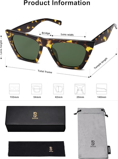 SOJOS Trendy Oversized Square Cateye Polarized Sunglasses Womens Big Frame Shades SJ2115