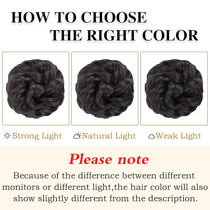 MORICA 1PCS Messy Hair Bun Hair Scrunchies Extension Curly Wavy Messy Bun Hair Synthetic Chignon Hairpieces for Women (2#(Natural Black))