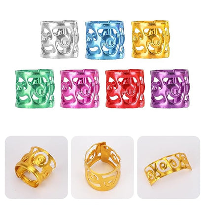 200 Pcs Dreadlocks Beads Hair Braid Rings Clips Dread Locks Hair Braiding Metal Cuffs Decoration Locs Accessories Multicolor