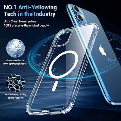 for iPhone 11 Case [Compatible with MagSafe] Clear Non-Yellowing Slim Shockproof Anti-Fingerprint Anti-Scratch Protective Cover for 6.1'' Clear
