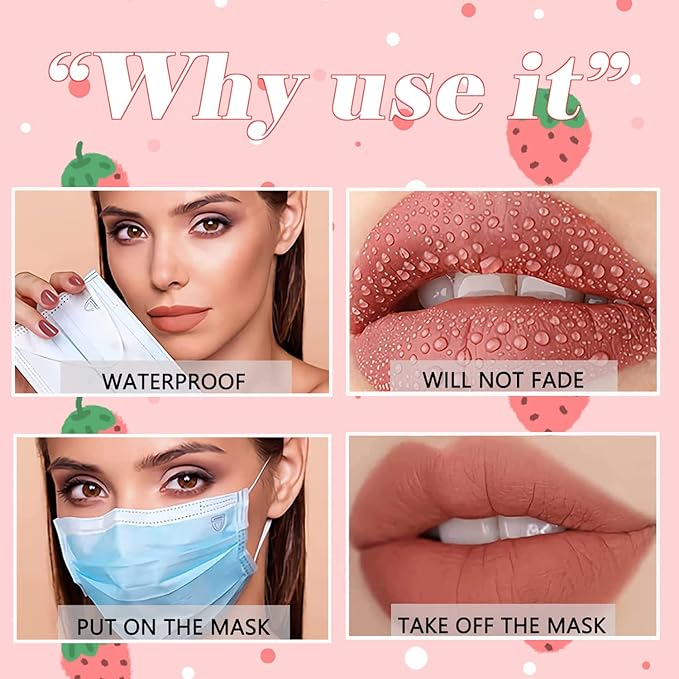 3 Piece Nude Matte Lipstick Set,Natural Nude Lipstick Velvet Air Moisture Smooth Crayon Lip Stain,Matte Lipstick 24 Hour SuperstayLong Lasting Waterproof Lip Gloss for Women Makeup(Set C)