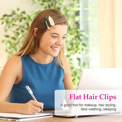 D 6 Pcs No bend Hair Clips No Crease Hair Clip Makeup Clips for Women and Girls Flat Hair Clips for Hairstyling Salon Golden Handle
