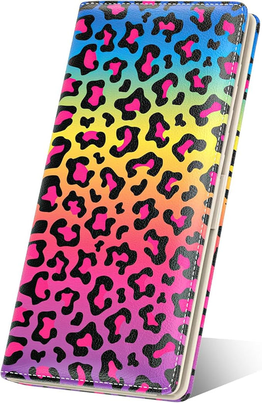 Nipichsha Womens Wallet, RFID Slim Wallets for Women, Thin Ladies Credit Card Holder Purse, Cute Leather Bifold Clutch Billfold with 11 Card Slots & ID Window, Colorful Leopard Print
