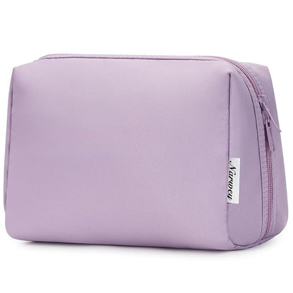 Narwey Cute Makeup Bag Travel Cosmetic Bag Organizer Toiletry Bag Make Up Bags with Compartments for Women Girls (Large, Purple)