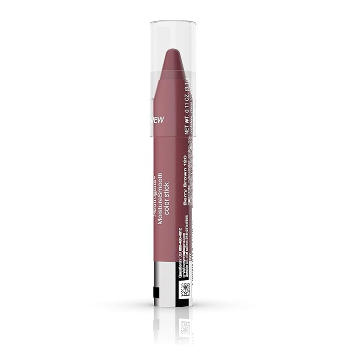 Neutrogena MoistureSmooth Color Stick for Lips, Moisturizing and Conditioning Lipstick with a Balm-Like Formula, Nourishing Shea Butter and Fruit Extracts, 120 Berry Brown, 011 oz Pack of 1