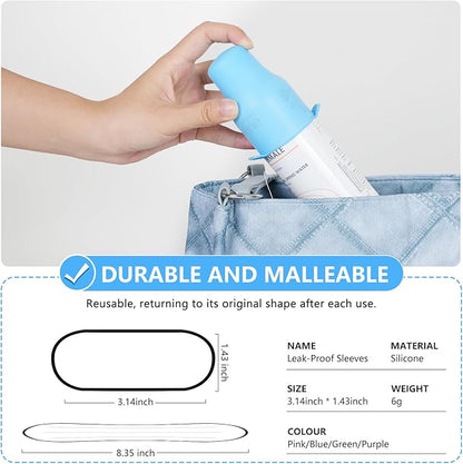 8 Pack Silicone Bottle Covers,Travels Essentials for Women,Travel Size Toiletries,Elastic Sleeves for Leak Proofing,Travel Accessories, Cruise Ship Essentials,Cruise Must Haves,Cruise Essentials